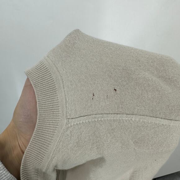 Theory Women's New Ivory Crewneck Sweater in Regal Wool, New Ivory, Size L, Flaw - Picture 6 of 9